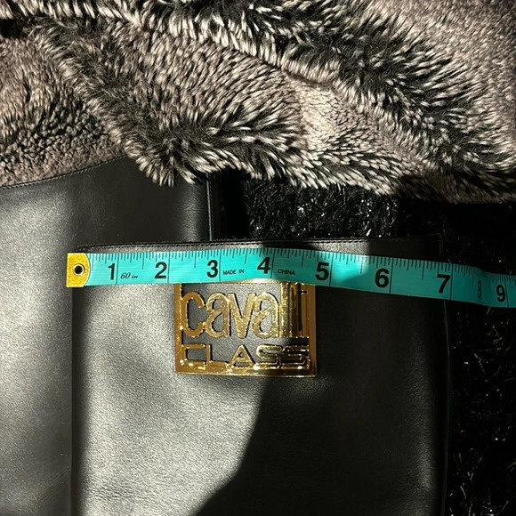 Cavalli Class Black  Knee high Calf skin Leather Combat Boots Sz 8 - Picture 16 of 17